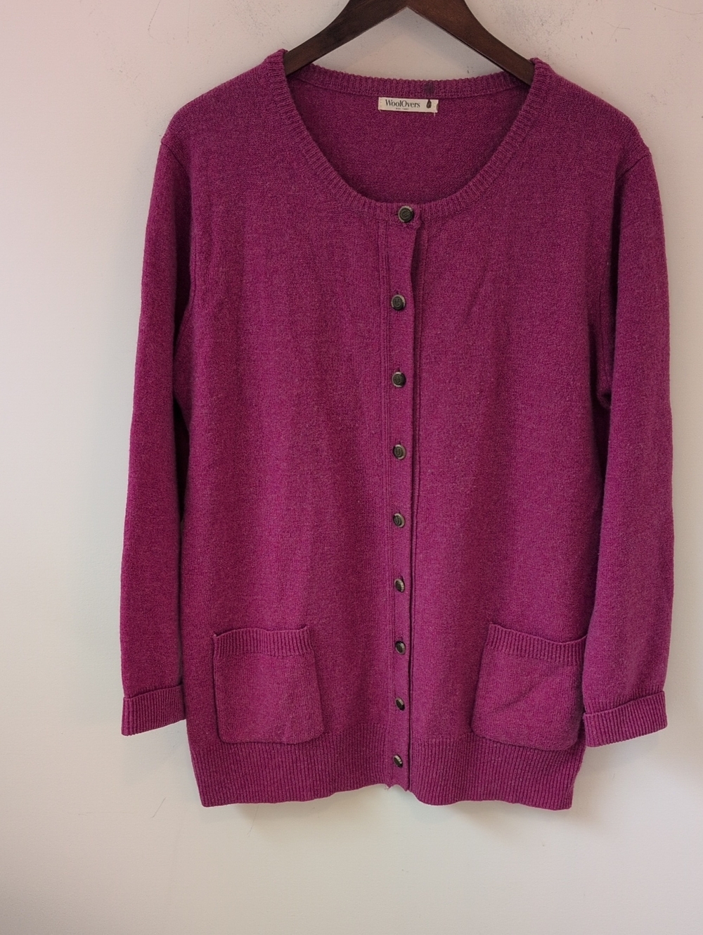 WoolOvers Women's Pink Wool Cardigan Sweater Large